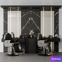 Beauty Salon Barber Shop 11 3D Model Vray, Corona