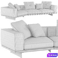 Inclined Sofa Dylan 3D Model Vray, Corona