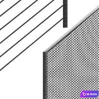 Modern metal railings. 3 design options. Editable splines option. Procedural metal. 3D Model Vray, Corona