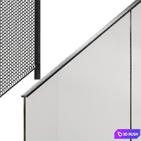Modern metal railings. 3 design options. Editable splines option. Procedural metal. 3D Model Vray, Corona