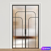 Metal glass door - Interior door 225 - double door 3D Model Vray, Corona