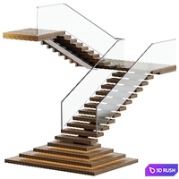 Modern stairs in two different styles 3D Model Vray, Corona