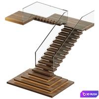 Modern stairs in two different styles 3D Model Vray, Corona