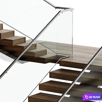 Modern stairs in two different styles 3D Model Vray, Corona
