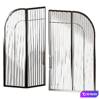 Arched door made of metal and glass. 2 types of glass - ribbed and standard. 3D Model Vray, Corona