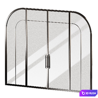 Arched door made of metal and glass. 2 types of glass - ribbed and standard. 3D Model Vray, Corona