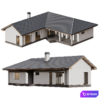 One-story corner house 3D Model Vray, Corona