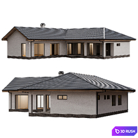 One-story corner house 3D Model Vray, Corona