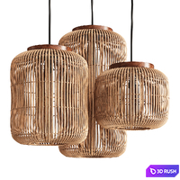 Natural Rattan Lamp by dBodhi Barrel 3D Model Corona
