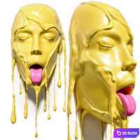 Art sculpture Face in paint 2 3D Model Corona