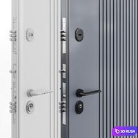 Entrance door with transoms to cottage 01 3D Model Vray, Corona