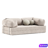 Teak Teddy Sofa Bed 3D Model Vray