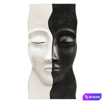 Panel Black and white halves of the Face 3D Model Corona