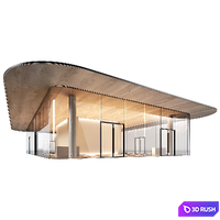 Commercial building 7. Exhibition salon store. Showroom. Museum. 3D Model Vray, Corona