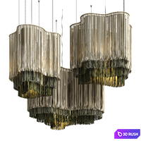 Hanging lampshade made of threads 4 3D Model Corona