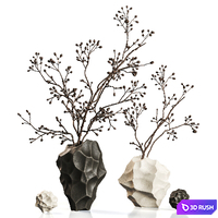 Minimal Stone Vase Set with Natural Texture 3D Model Vray, Corona