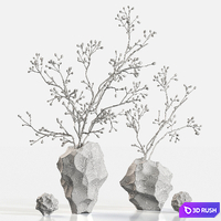 Minimal Stone Vase Set with Natural Texture 3D Model Vray, Corona
