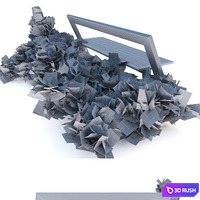 Bench with juniper 3D Model Vray, Corona
