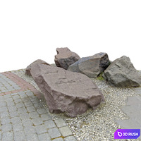 Stones for the city park 3D Model Vray