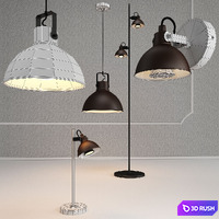 DAMIAN, pendant, table, floor and wall lamps from the company LUCIDE, Belgium. 3D Model Vray, Corona