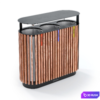 Mmcite litter bins diagonal 3D Model Vray, Corona