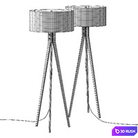Folk Tripod Floor Lamp 3D Model Vray