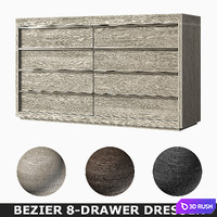BEZIER 8-DRAWER DRESSER 3D Model Vray, Corona