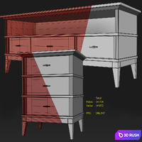 TV stand and Manhattan bedside table. TVstand, nightstand 3D Model Vray, Corona