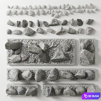 Flowerbed pebble rock decor street 3D Model Vray