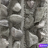 Flowerbed pebble rock decor street 3D Model Vray