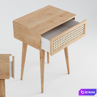 Light Oak Daintree Rattan Bedside Table 3D Model Corona