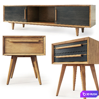 Dresser and nightstand Bruni. Tvstand, nightstand Bruni by Etg-Home 3D Model Vray, Corona