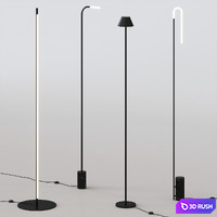 Minimalistic thin Floor lamps set 3D Model Vray, Corona
