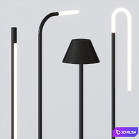 Minimalistic thin Floor lamps set 3D Model Vray, Corona