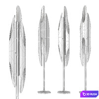 Coltrane Floor Lamp in Black and Steel 3D Model Vray