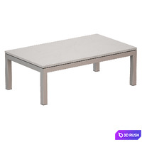 Parsons White Marble Top / Stainless Steel Base 48x28 Small Rectangular Coffee Table (Crate and Barrel) 3D Model Vray, Corona