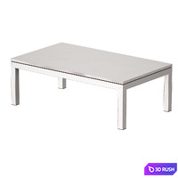 Parsons White Marble Top / Stainless Steel Base 48x28 Small Rectangular Coffee Table (Crate and Barrel) 3D Model Vray, Corona