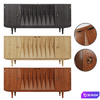 Mid Century Modern Walnut Buffet (3 Colors) 3D Model Vray, Corona