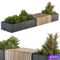 Urban Furniture / Architecture Bench with Plants- Set 13 3D Model Vray, Corona