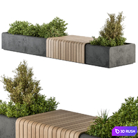 Urban Furniture / Architecture Bench with Plants- Set 13 3D Model Vray, Corona