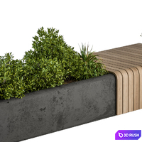 Urban Furniture / Architecture Bench with Plants- Set 13 3D Model Vray, Corona