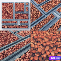 Gravel low orange decorative form n1 / Small decorative gravel in forms 3D Model Vray, Corona