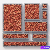 Gravel low orange decorative form n1 / Small decorative gravel in forms 3D Model Vray, Corona