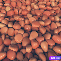 Gravel low orange decorative form n1 / Small decorative gravel in forms 3D Model Vray, Corona