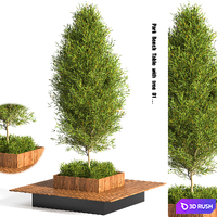 Park Bench Table with tree 01 3D Model Vray, Corona