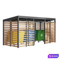 Garbage bins Wood box 3D Model Vray, Corona