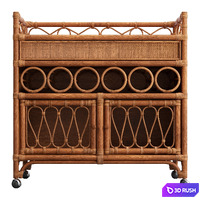Melody Rattan Bar Cart 3D Model Vray, Corona