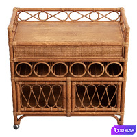 Melody Rattan Bar Cart 3D Model Vray, Corona