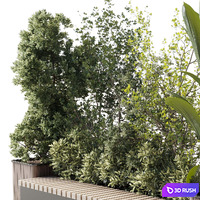 Urban Environment_Urban Furniture_Green Benches_Set Plants Tree 29 3D Model Vray, Corona