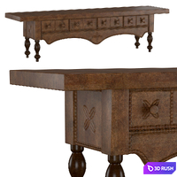 Antique Oak Dresser Apron 3D Model Corona